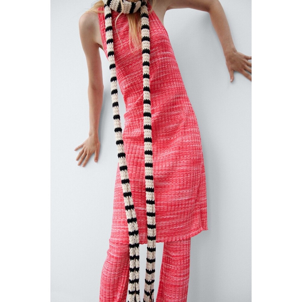 Zara Rib Texture Pink Tunic Top